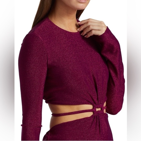 ML MONIQUE LHUILLIER Long Sleeve Knit Maxi Dress Cut Out 6 BARBIE Core Easter - Picture 4 of 15